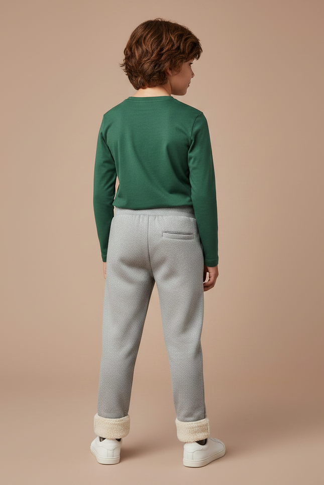 Pantalon Gris Polaire Doublé Chaud Confortable Enfant - Molleton - vue 2
