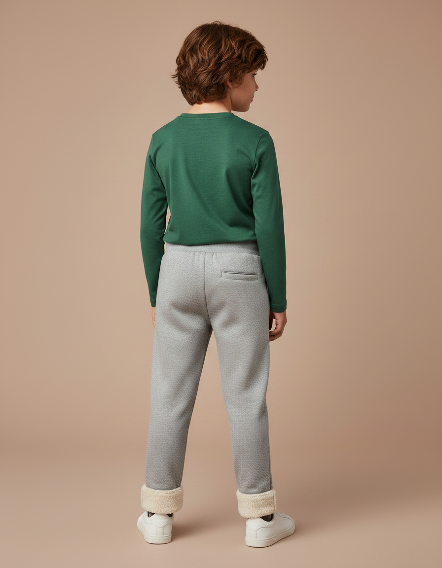 Pantalon Gris Polaire Doublé Chaud Confortable Enfant - Molleton - vue 2