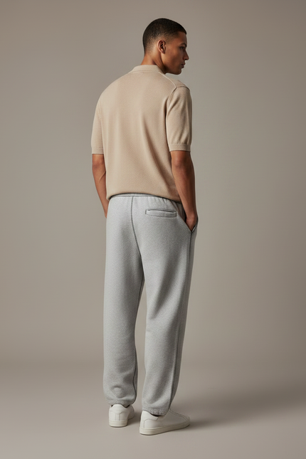 Pantalon Gris Brodé Ample Décontracté Cordon Homme - Molleton - vue 2