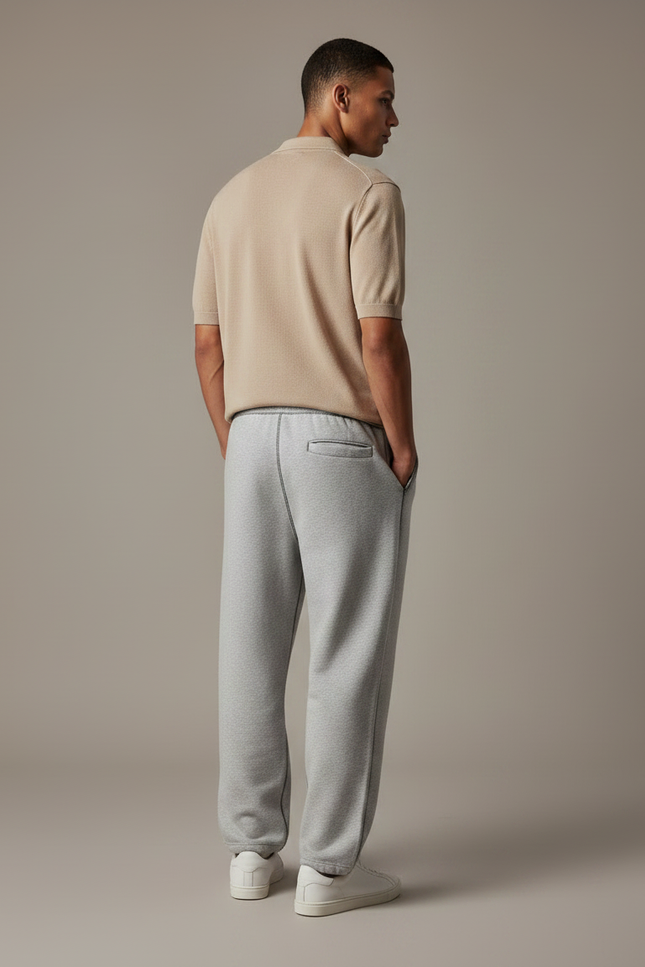 Pantalon Gris Brodé Ample Décontracté Cordon Homme - Molleton - vue 2