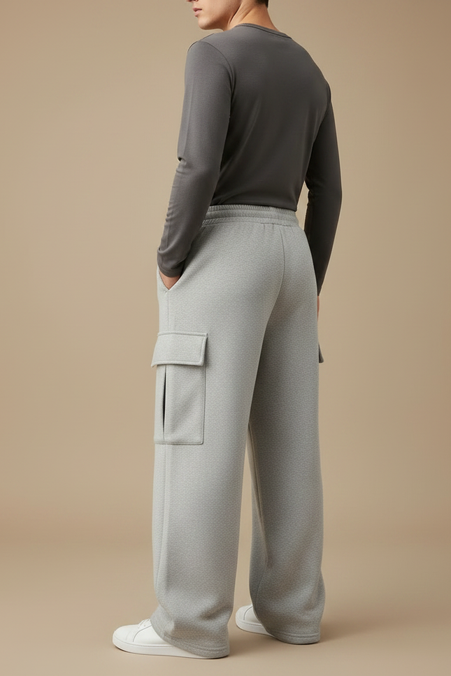 Pantalon Gris Ample Cargo Molletonné Décontracté Homme - vue 2