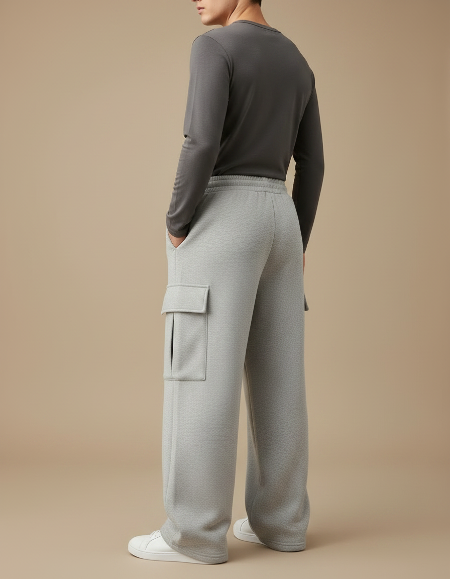 Pantalon Gris Ample Cargo Molletonné Décontracté Homme - vue 2