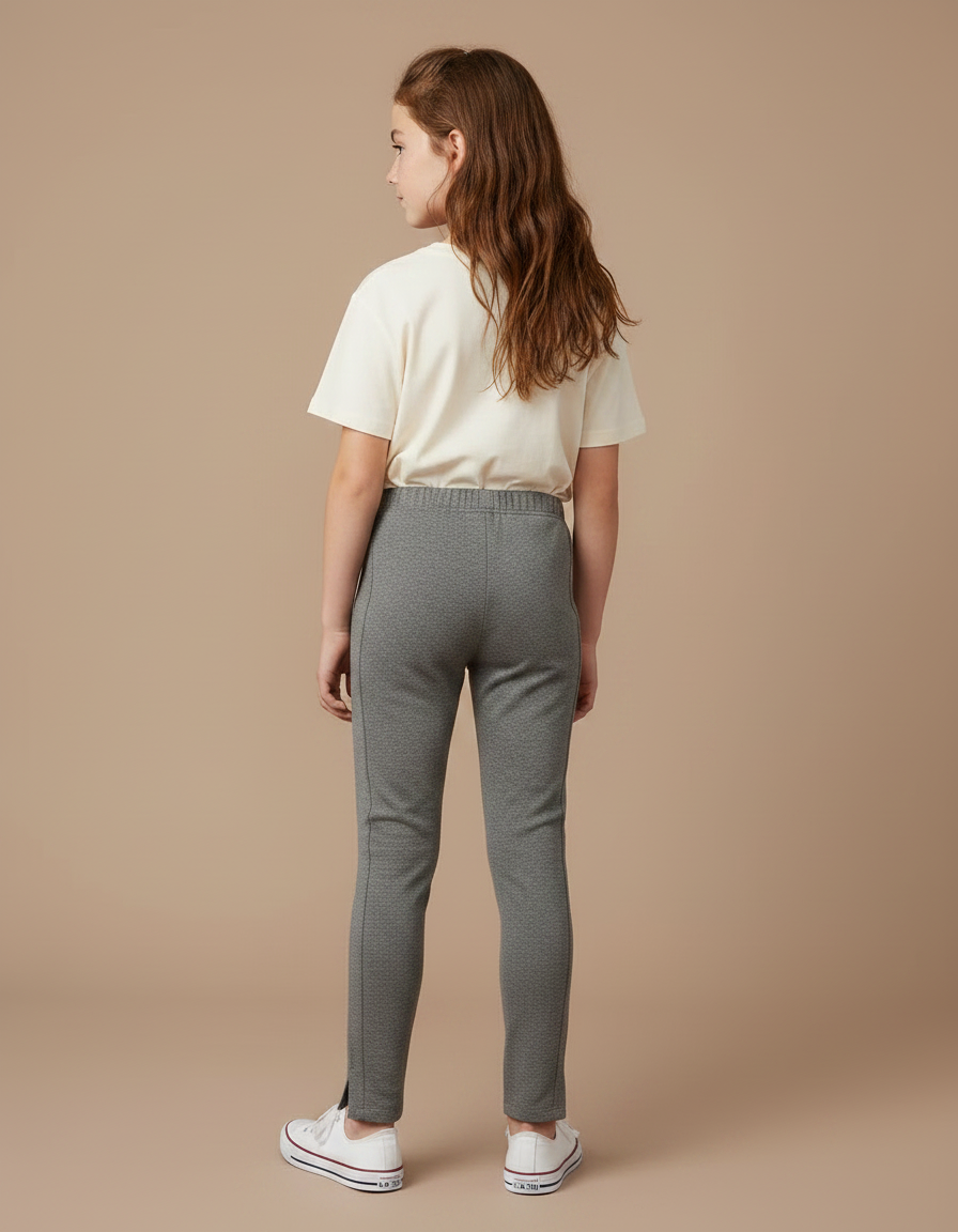 Pantalon Gris Slim Stretch Uni Coton Fille - Molleton - vue 2