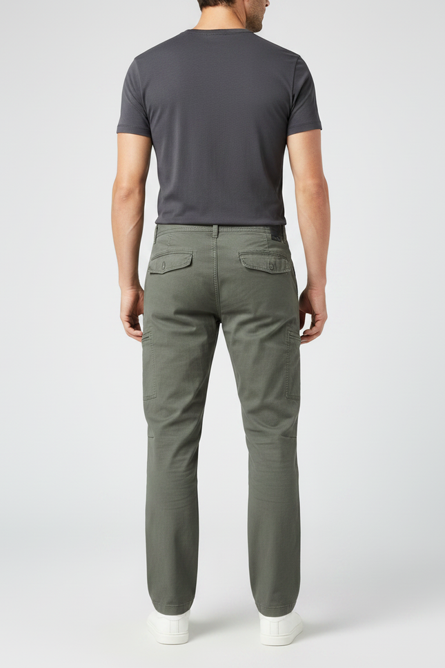 Pantalon Gris Cargo Coton Coupe Droite Homme - Kaki Toile - vue 2