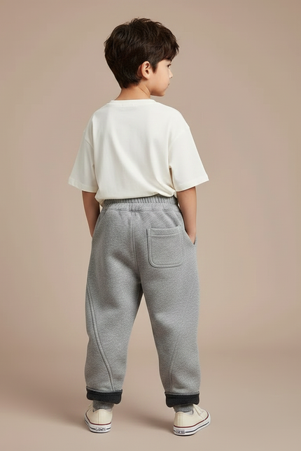Pantalon Gris Molletonné Ample Décontracté Garçon - vue 2