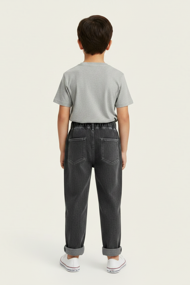 Pantalon Gris Enfant Jeans Ample Décontracté - vue 2