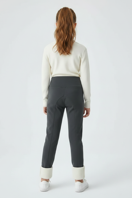 Pantalon Gris Fille Doublé Molleton Chaud Hiver - vue 2