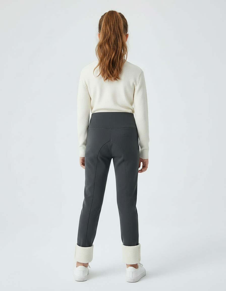 Pantalon Gris Fille Doublé Molleton Chaud Hiver - vue 2