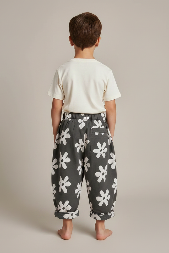 Pantalon Gris Fleur Casual Coton Harem Enfant - vue 2