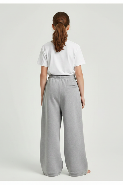 Pantalon Gris Molletonné Ample Décontracté Enfant Cordon - vue 2