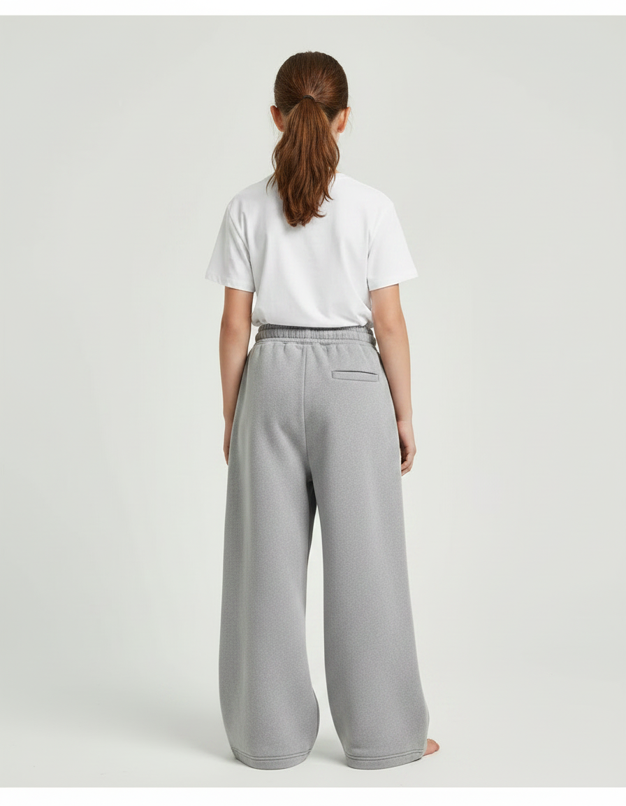 Pantalon Gris Molletonné Ample Décontracté Enfant Cordon - vue 2
