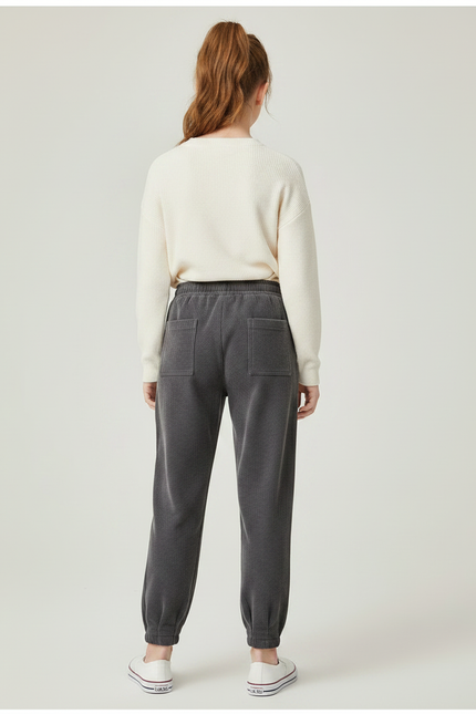 Pantalon Gris Côtelé Confortable Ample Fille - Cordé - vue 2