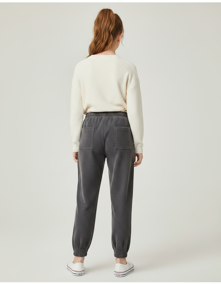 Pantalon Gris Côtelé Confortable Ample Fille - Cordé - vue 2