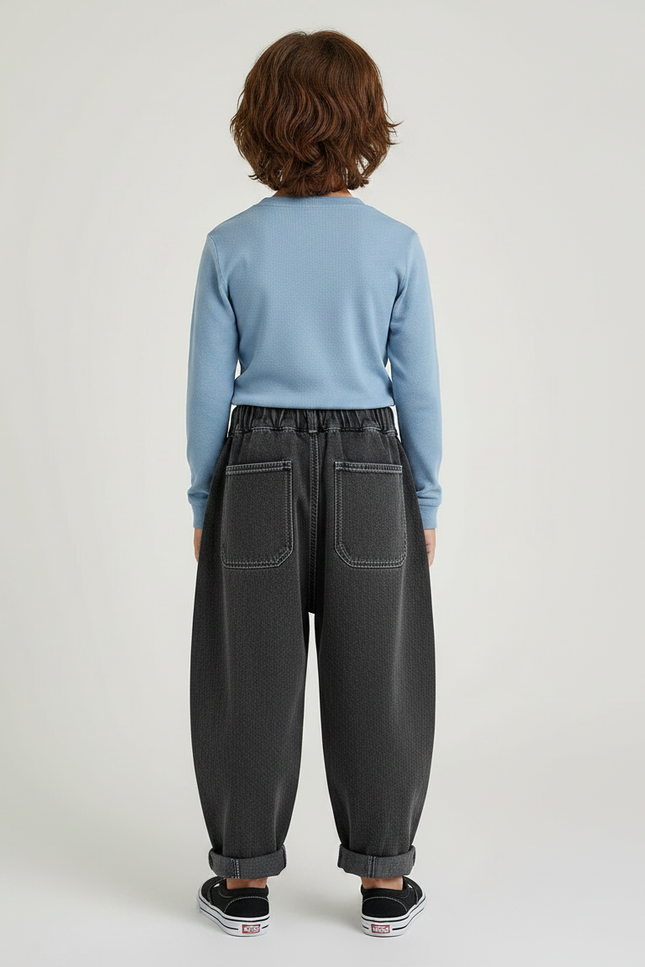 Pantalon Gris Ample Denim Garçon Décontracté - Jean - vue 2