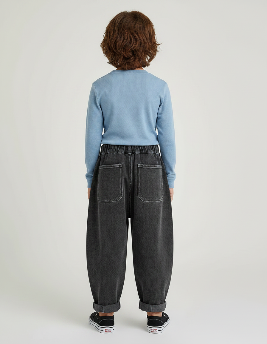 Pantalon Gris Ample Denim Garçon Décontracté - Jean - vue 2