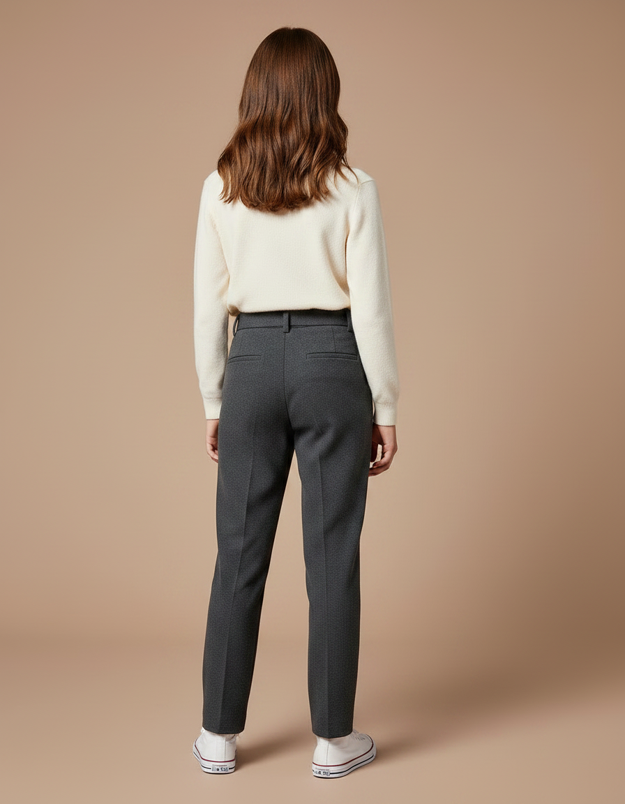 Pantalon Gris Droit Laine Décontracté Élégant Enfant - vue 2