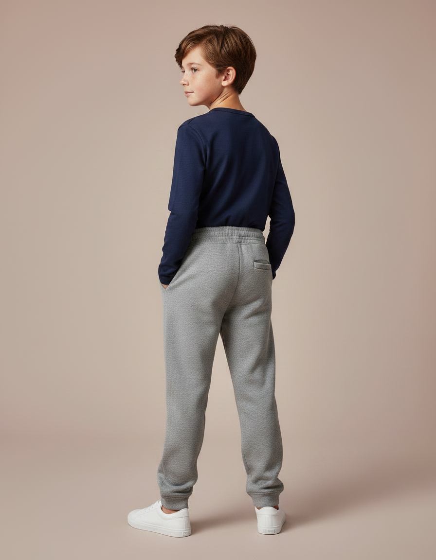 Pantalon Gris Molletonné Sport Enfant Décontracté Doux - vue 2