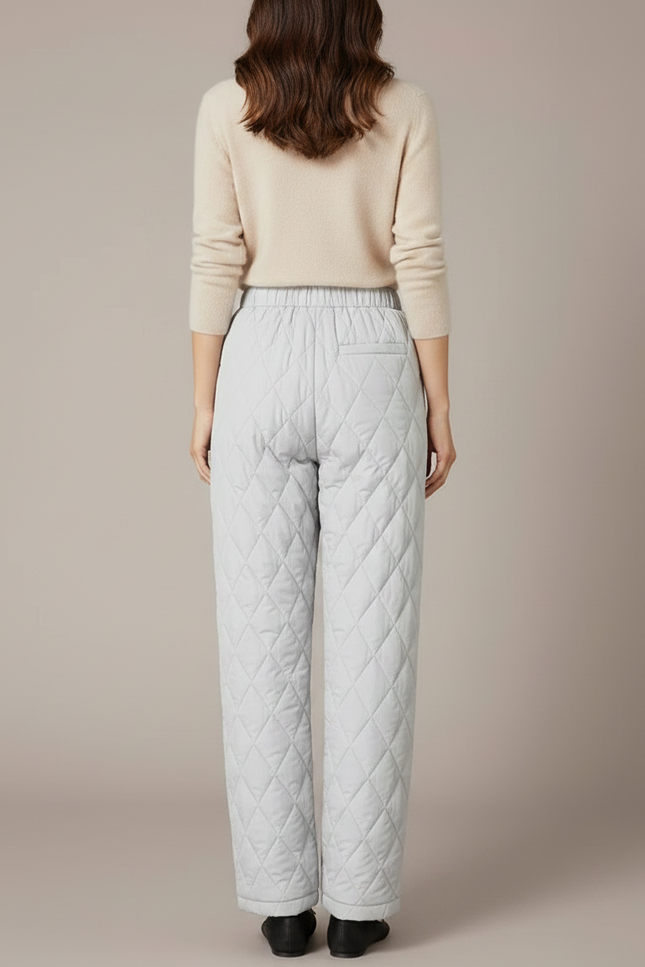 Pantalon Gris Matelassé Ample Hiver Chaud Femme - Polyester - vue 2
