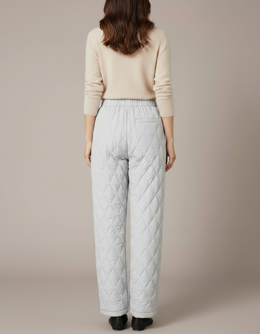 Pantalon Gris Matelassé Ample Hiver Chaud Femme - Polyester - vue 2