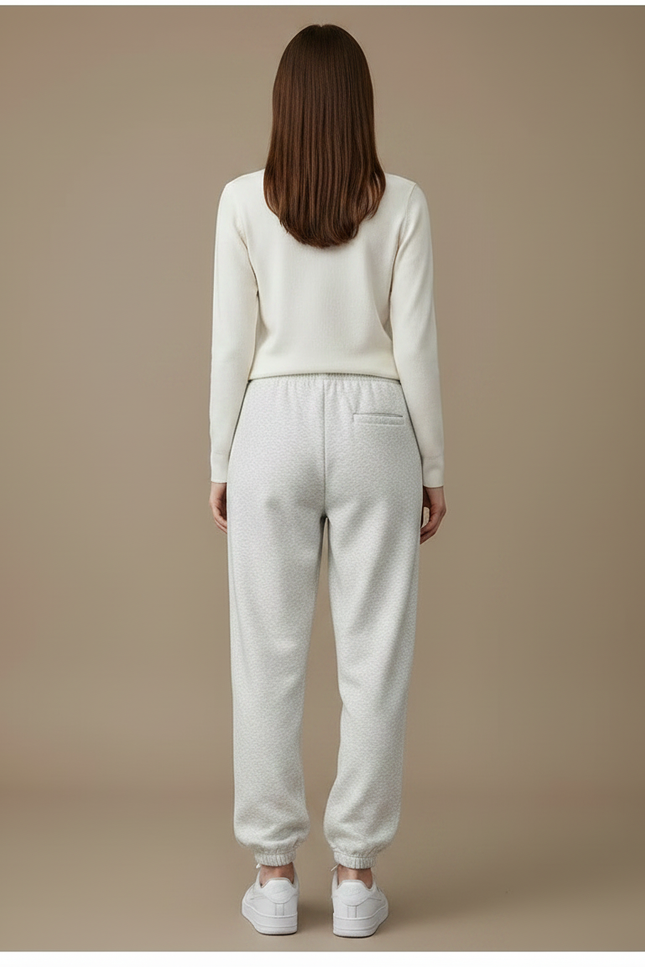 Pantalon Gris Molletonné Ample Décontracté Cordon Femme - vue 2