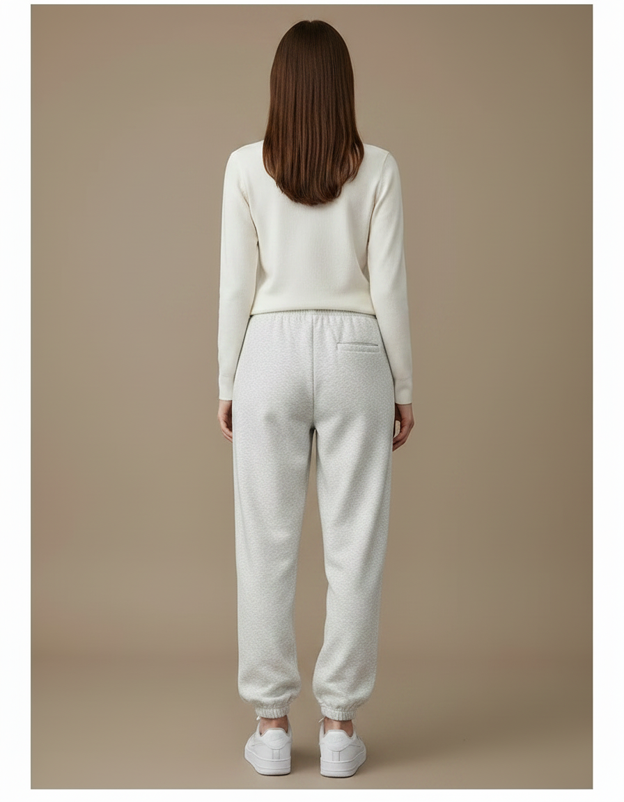 Pantalon Gris Molletonné Ample Décontracté Cordon Femme - vue 2