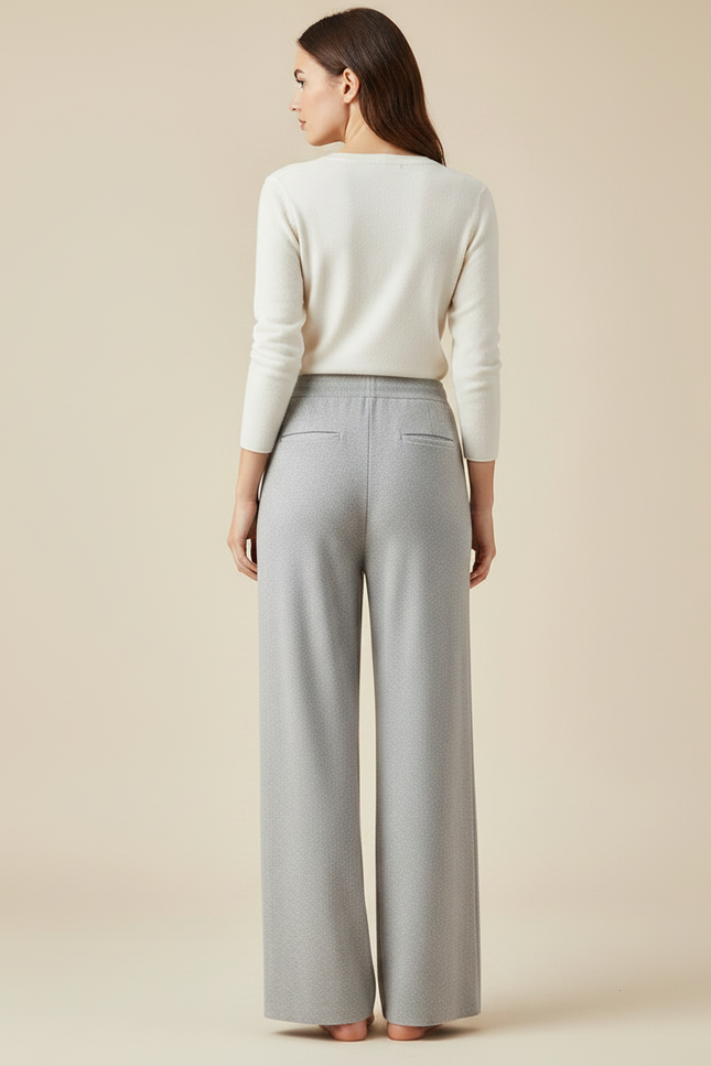Pantalon Gris Ample Tricoté Cordon Confortable Femme - Maille - vue 2