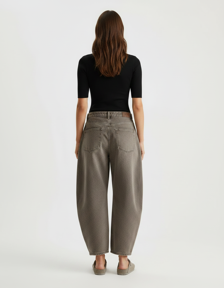 Pantalon Gris Baggy Denim Décontracté Femme - Jean - vue 2