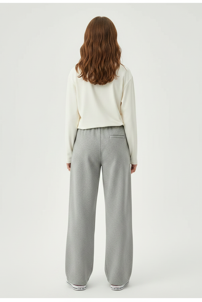 Pantalon Gris Large Molletonné Cordon Décontracté Fille - vue 2