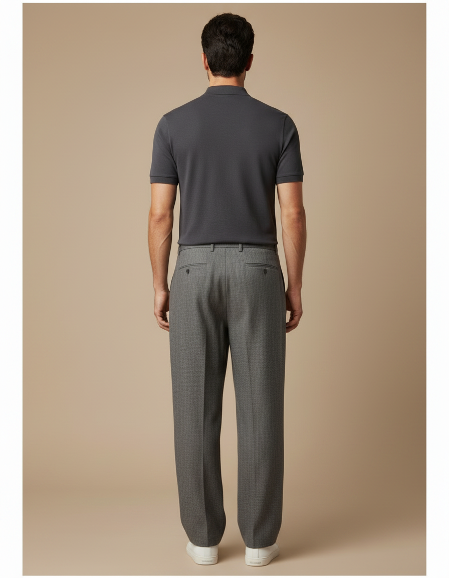 Pantalon Gris Laine Homme - vue 2