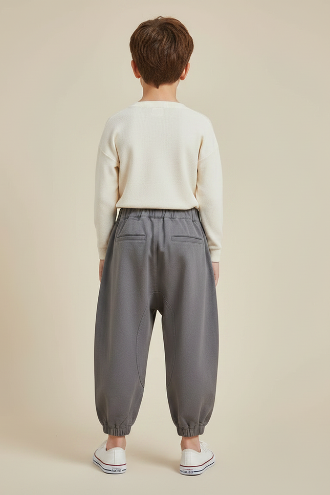 Pantalon Gris Ample Décontracté Harem Coton Enfant - Molleton - vue 2
