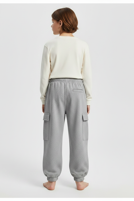 Pantalon Gris Cargo Molletonné Garçon Confortable Sport - vue 2