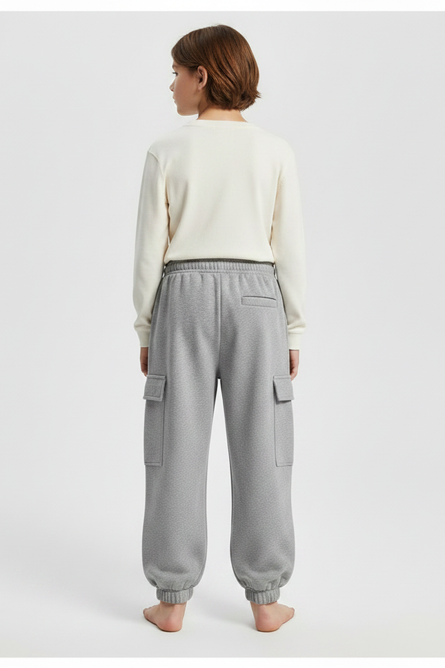 Pantalon Gris Cargo Molletonné Garçon Confortable Sport - vue 2