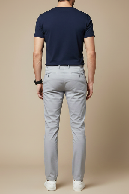 Pantalon Gris Homme Slim Fit Coton Élégant Décontracté - vue 2