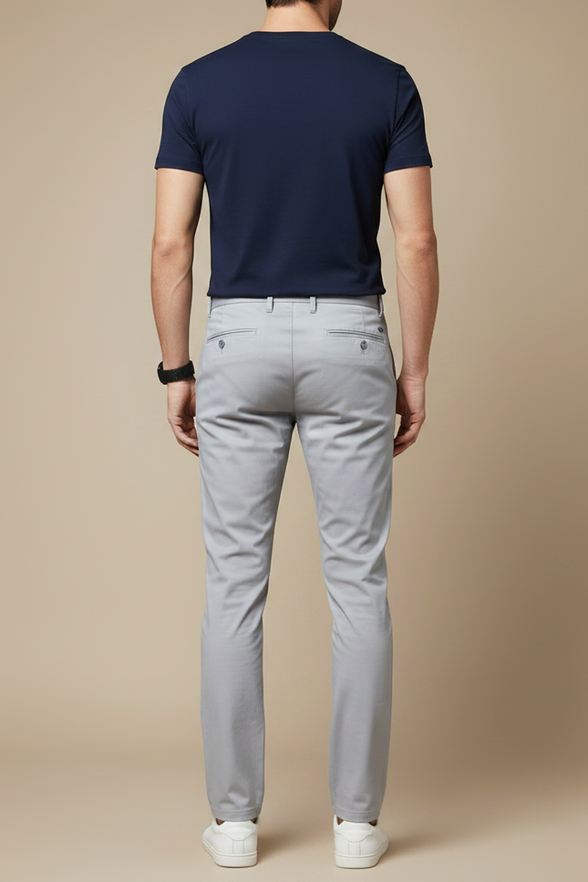 Pantalon Gris Homme Slim Fit Coton Élégant Décontracté - vue 2