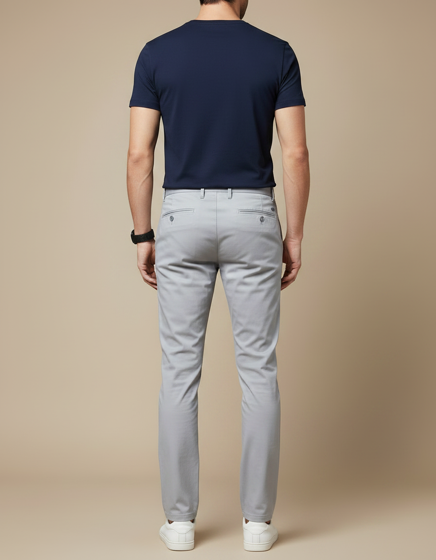 Pantalon Gris Homme Slim Fit Coton Élégant Décontracté - vue 2