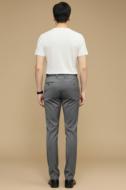 Pantalon Gris Classique Élégant Droit Homme Business - Gabardine - vue 2