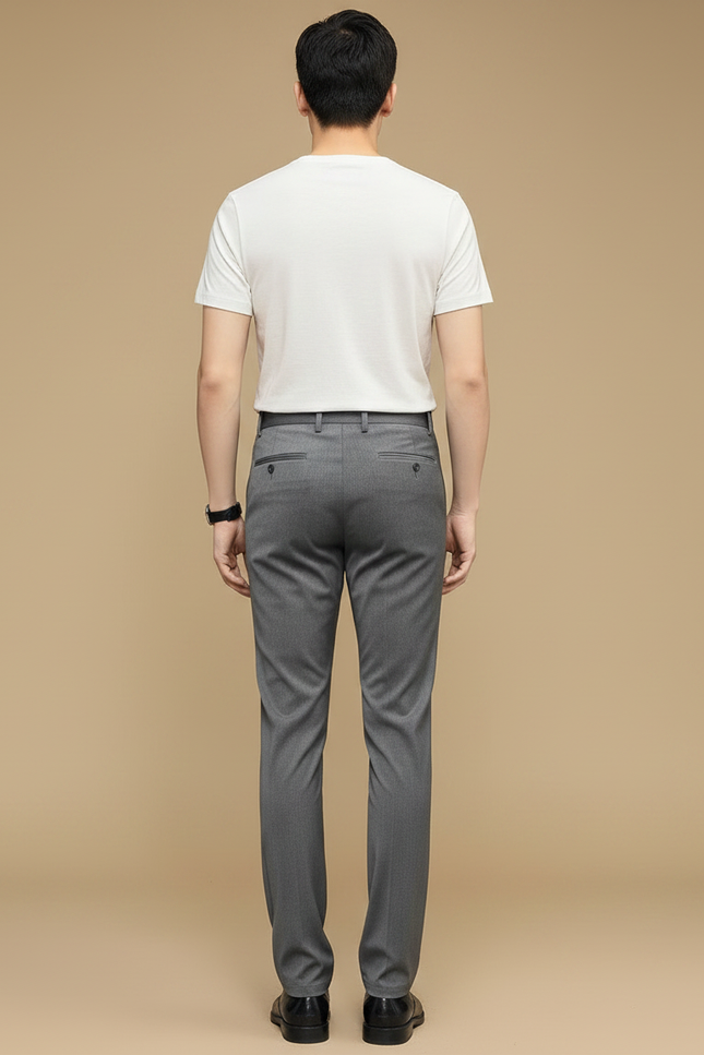 Pantalon Gris Classique Élégant Droit Homme Business - Gabardine - vue 2