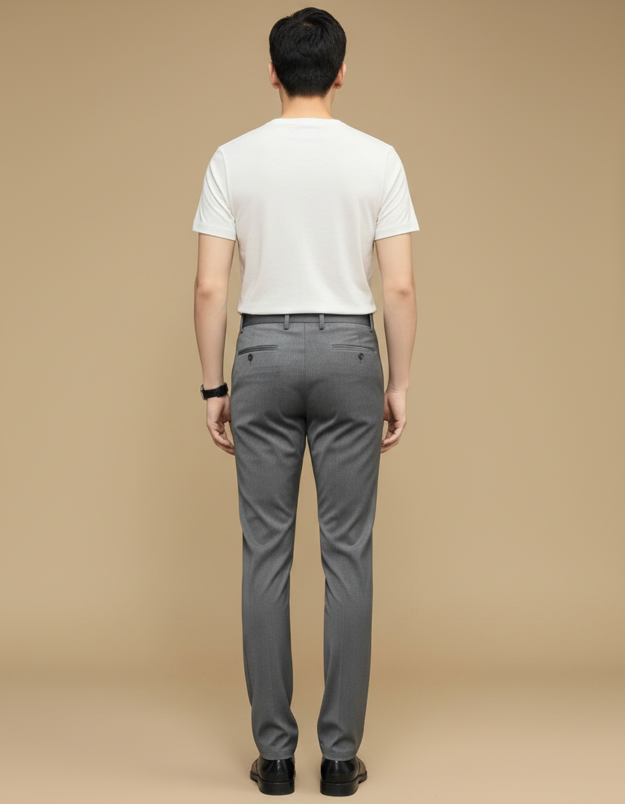 Pantalon Gris Classique Élégant Droit Homme Business - Gabardine - vue 2