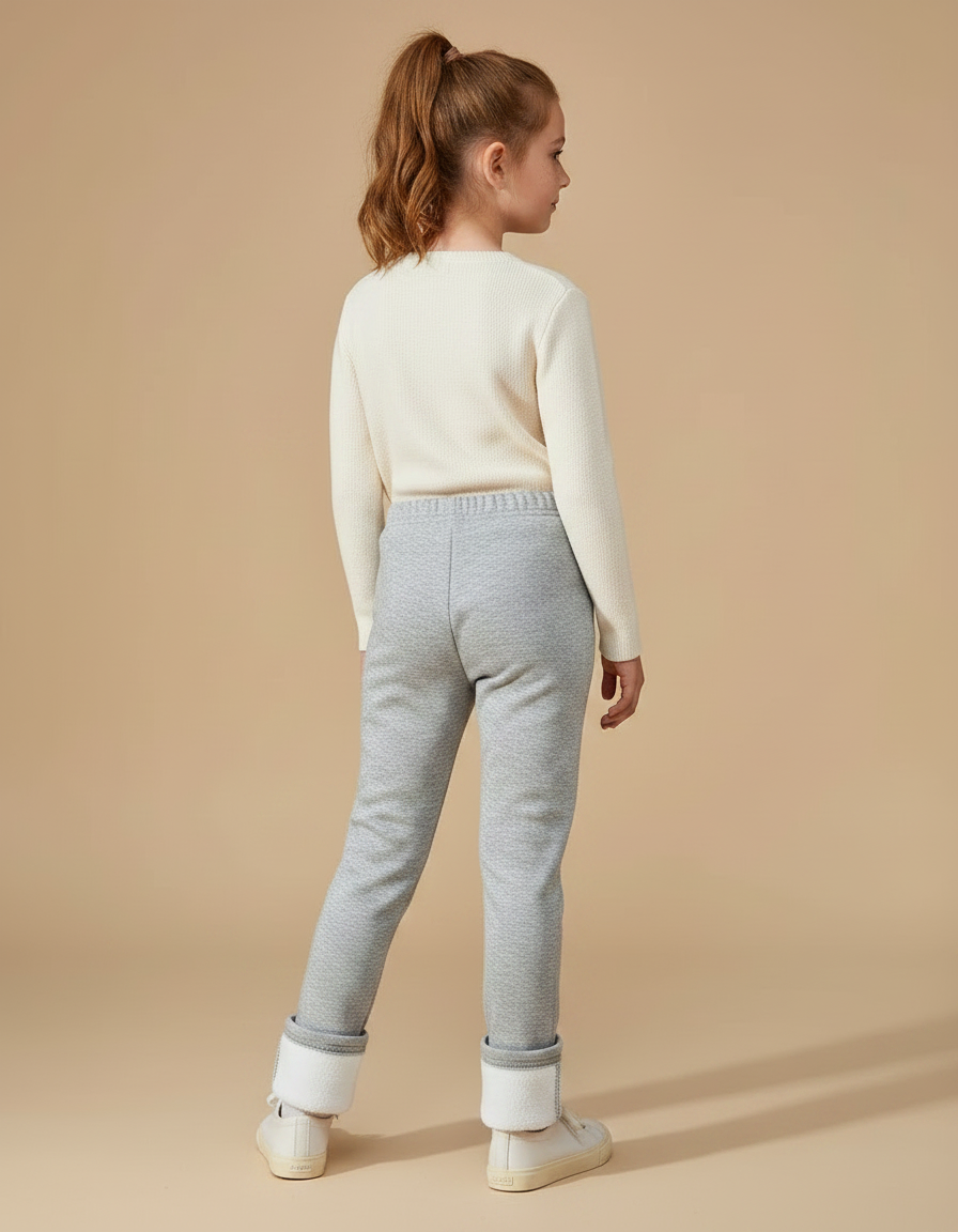 Pantalon Gris Molletonné Doublé Chaud Enfant - vue 2