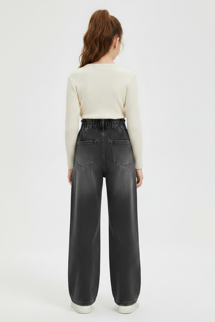 Pantalon Paper Bag Gris - Jean - vue 2
