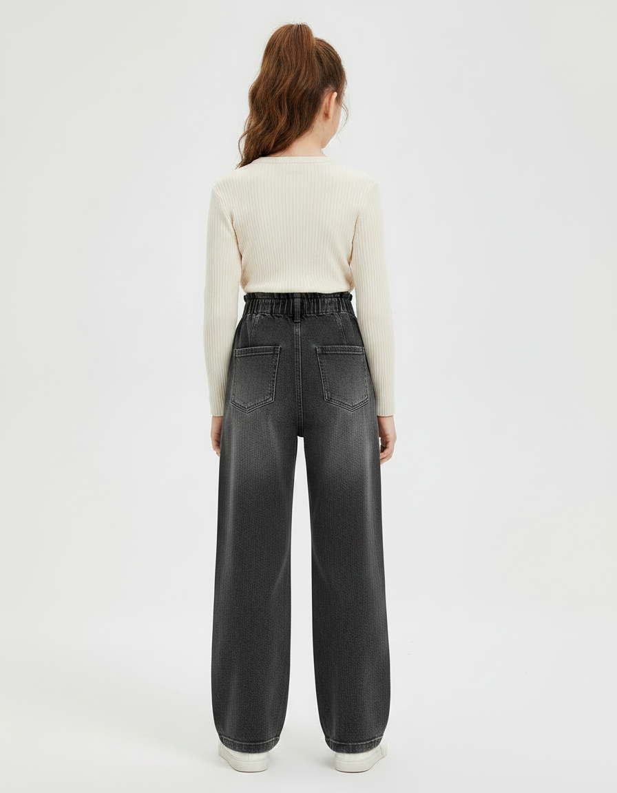 Pantalon Paper Bag Gris - Jean - vue 2