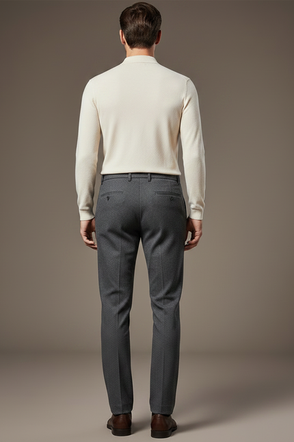 Pantalon Gris Slim Motif Discret Élégant Homme - Gabardine - vue 2