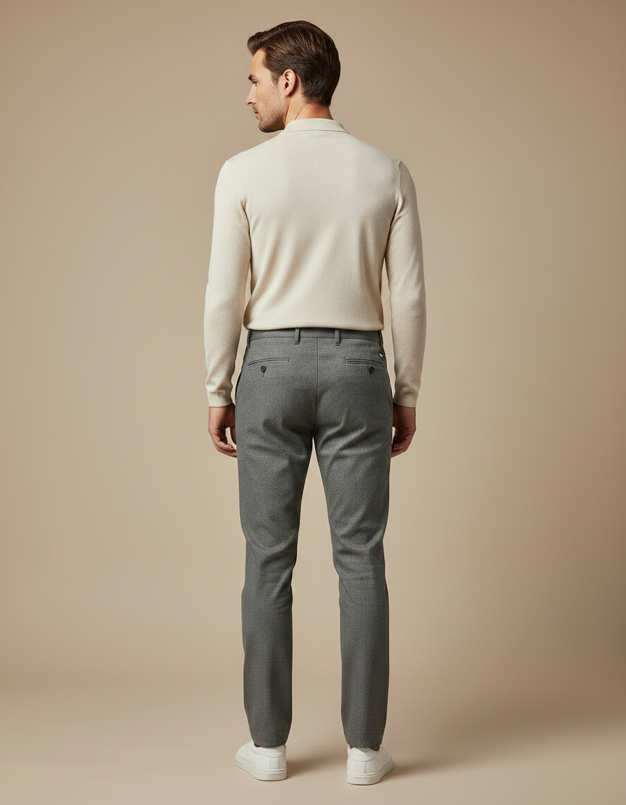 Pantalon Gris Slim Habillé Tissé Homme Élégant - Laine - vue 2