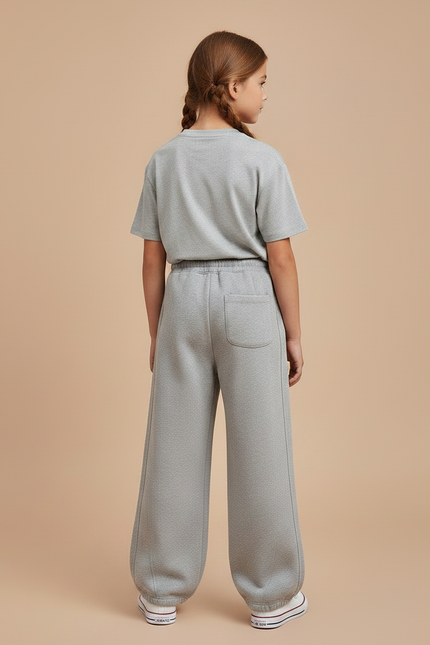 Pantalon Gris Large Coton Sport Décontracté Enfant - Molleton - vue 2