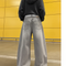 Pantalon Gris Jean Large Déchiré Ample Femme Y2K