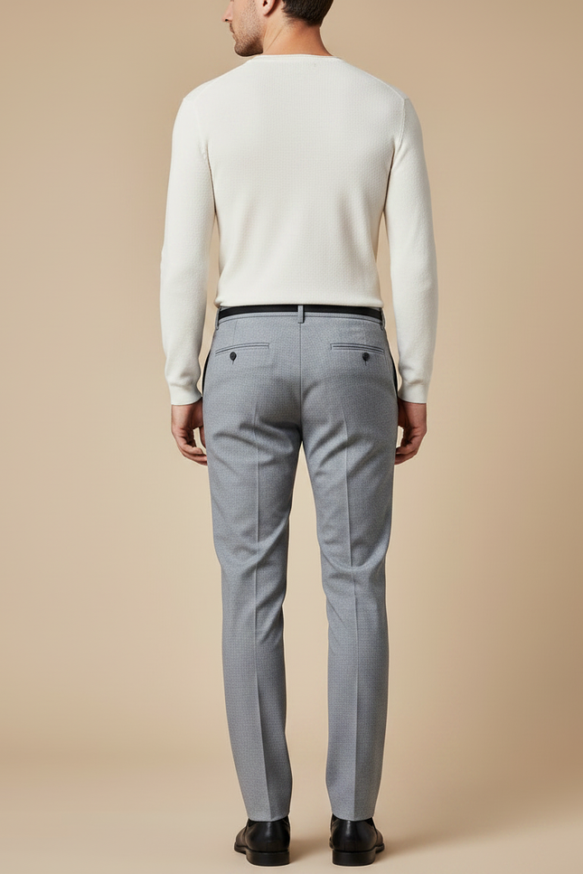 Pantalon Gris Homme Droit Élégant Formel Classique - Laine - vue 2