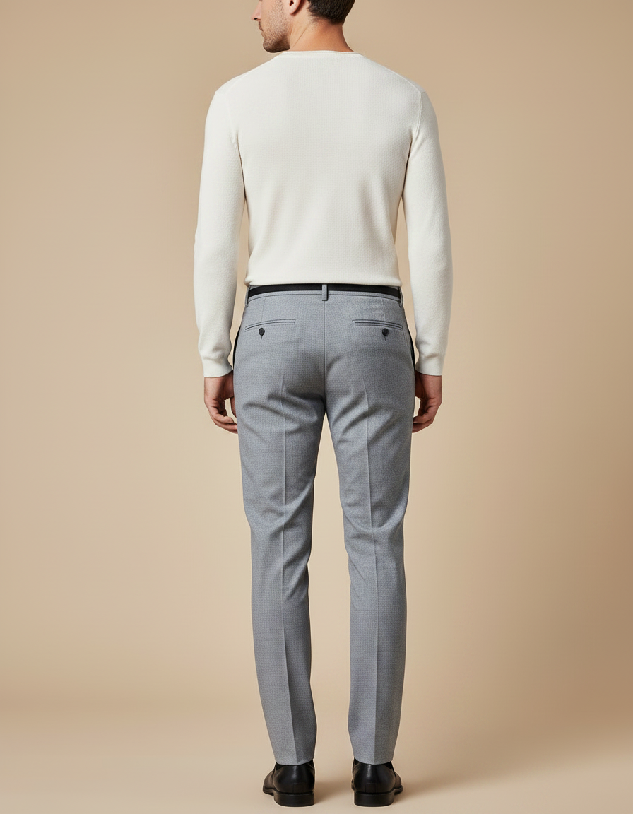 Pantalon Gris Homme Droit Élégant Formel Classique - Laine - vue 2