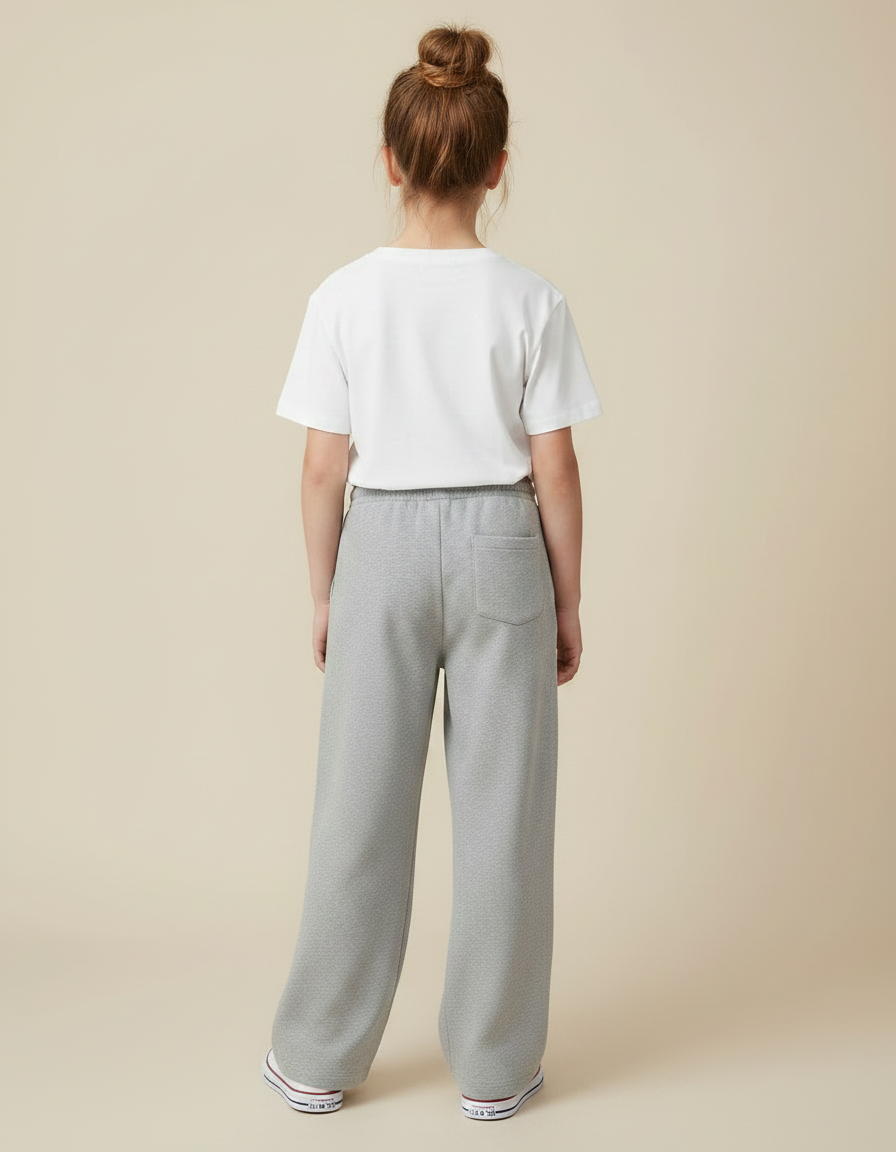 Pantalon Gris Molletonné Ample Décontracté Confortable Fille - vue 2