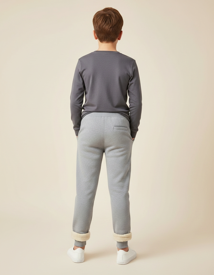 Pantalon Gris Molletonné Doublure Polaire Enfant Confortable - vue 2