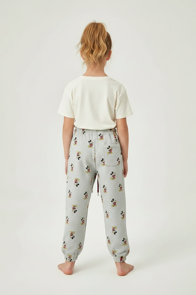 Pantalon Gris Molletonné Imprimé Mickey Enfant Décontracté Sport - vue 2